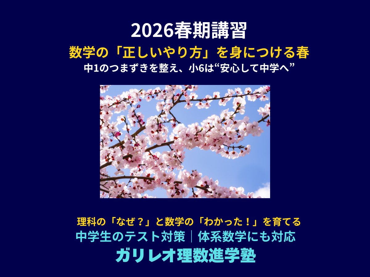 八王子・めじろ台の数学塾 ガリレオ理数進学塾 2026年春期講習